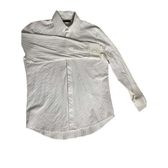 7 Diamonds Dress Shirt Men’s L White Striped Textured Button Up - Picture 1 of 7